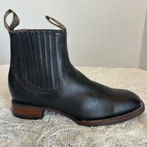 MEN’S WESTERN BOTIN HALF BOOT COWBOY SLIP ON ANKLE-ROUND BOOTS BONE BOTINES 250